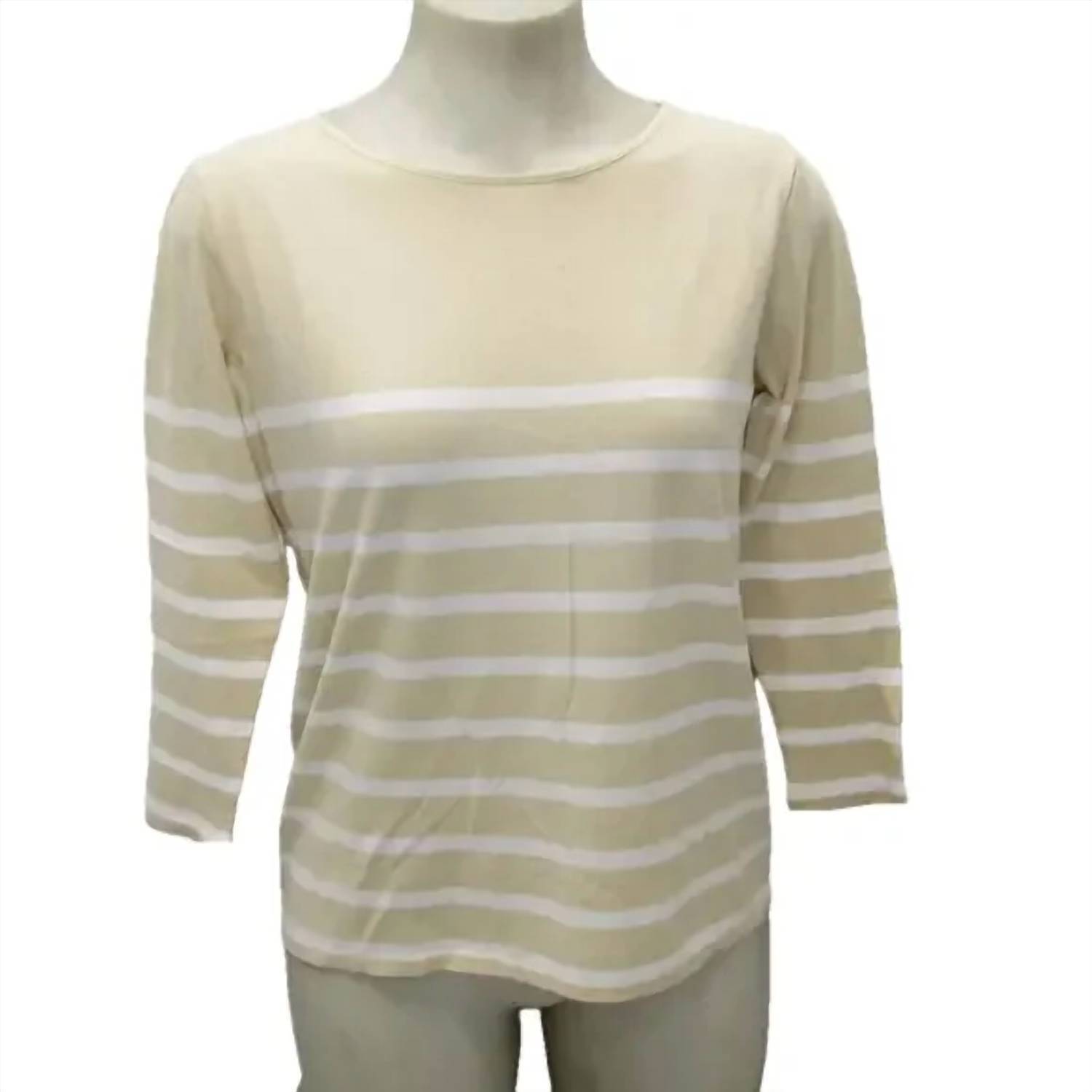 New Kule Women's The Malibu Striped Shirt In Stone/White